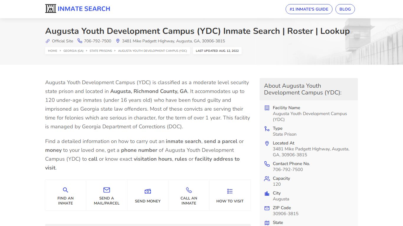 Augusta Youth Development Campus (YDC) Inmate Search ...