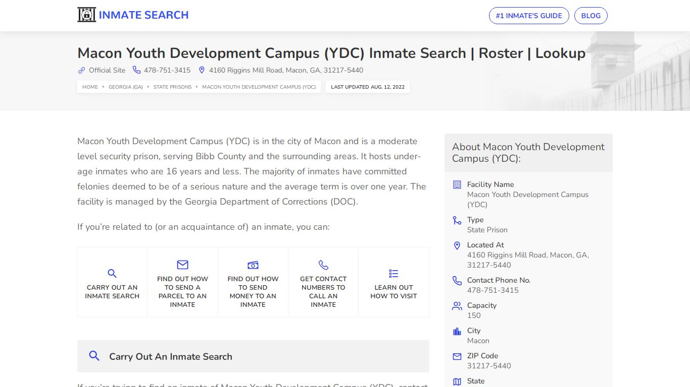 Macon Youth Development Campus (YDC) Inmate Search ...